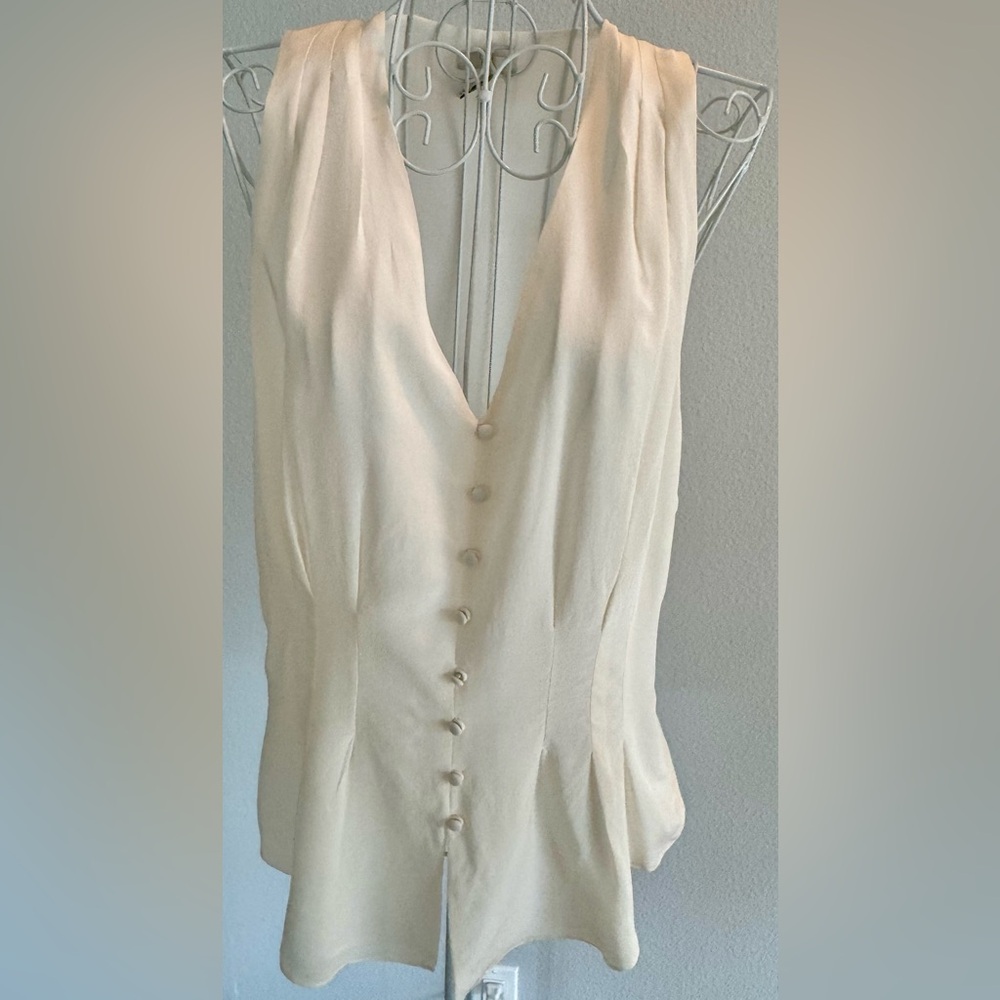 Joie 100% Silk Poplin Blouse/Vest Size L